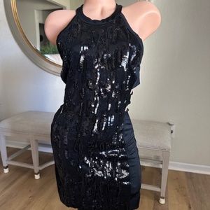 Bebe black mini sequin party dress MEDIUM. NWOT